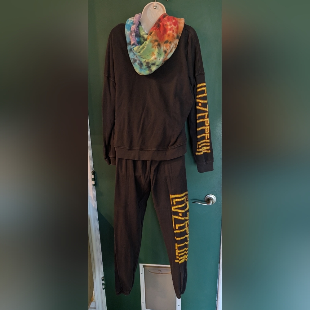 Lauren Moshi Led Zeppelin Black Hoodie with Angel  Tie-Dye Hood Crystal Embel - Picture 3 of 7